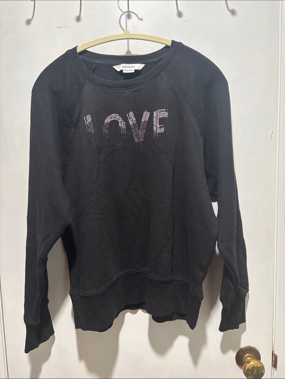 ZADIG & VOLATIRE Love Embelished upper stress crewneck sweatshirt